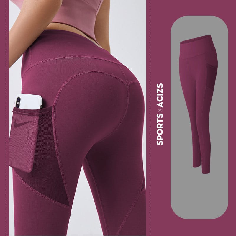 Empire of LaTz Women's Sportswear Red / 2XL Yoga Pants Women With Pocket Leggings Sport Girl Gym Leggings Women Tummy Control Jogging Tights Female Fitness Pants