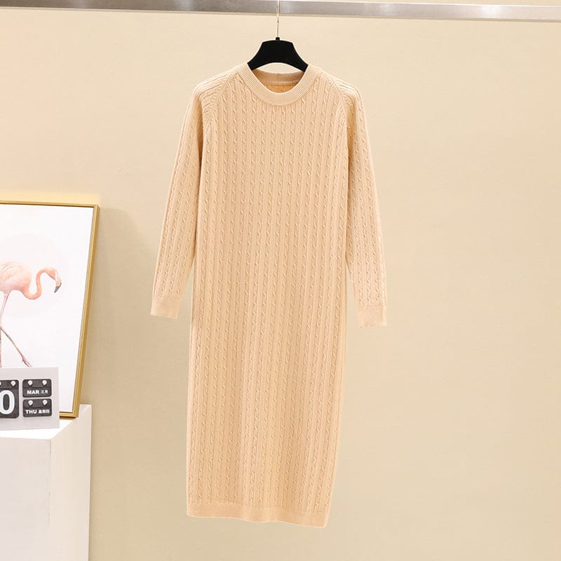 Premium Mid-length loose straight round neck twist knit dress - Womens Clothing from Empire of LaTz - Only £29.99! Explore at Empire of LaTz