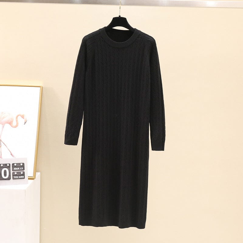 Premium Mid-length loose straight round neck twist knit dress - Womens Clothing from Empire of LaTz - Only £29.99! Explore at Empire of LaTz