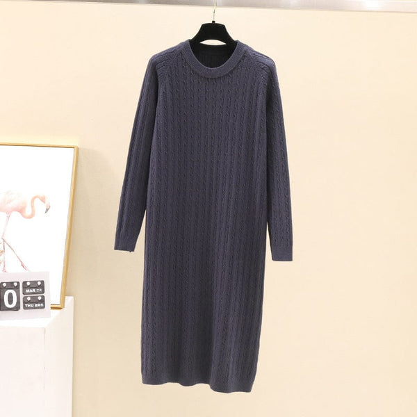 Premium Mid-length loose straight round neck twist knit dress - Womens Clothing from Empire of LaTz - Only £29.99! Explore at Empire of LaTz