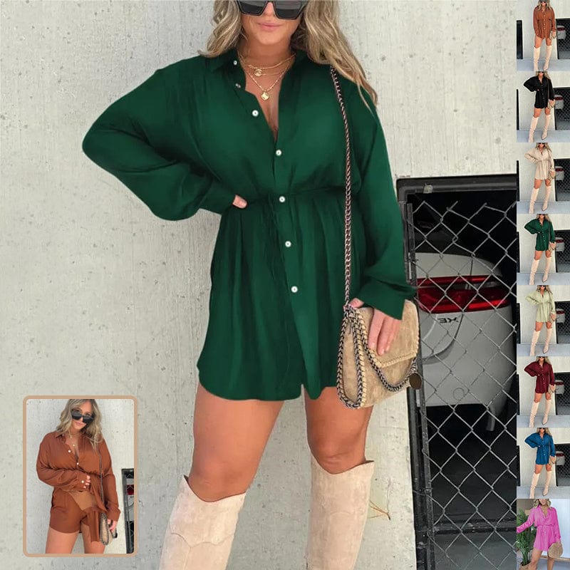 Empire of LaTz Womens Clothing Women's Long Sleeve Jumpsuit With Button Fashion Shirt Dress