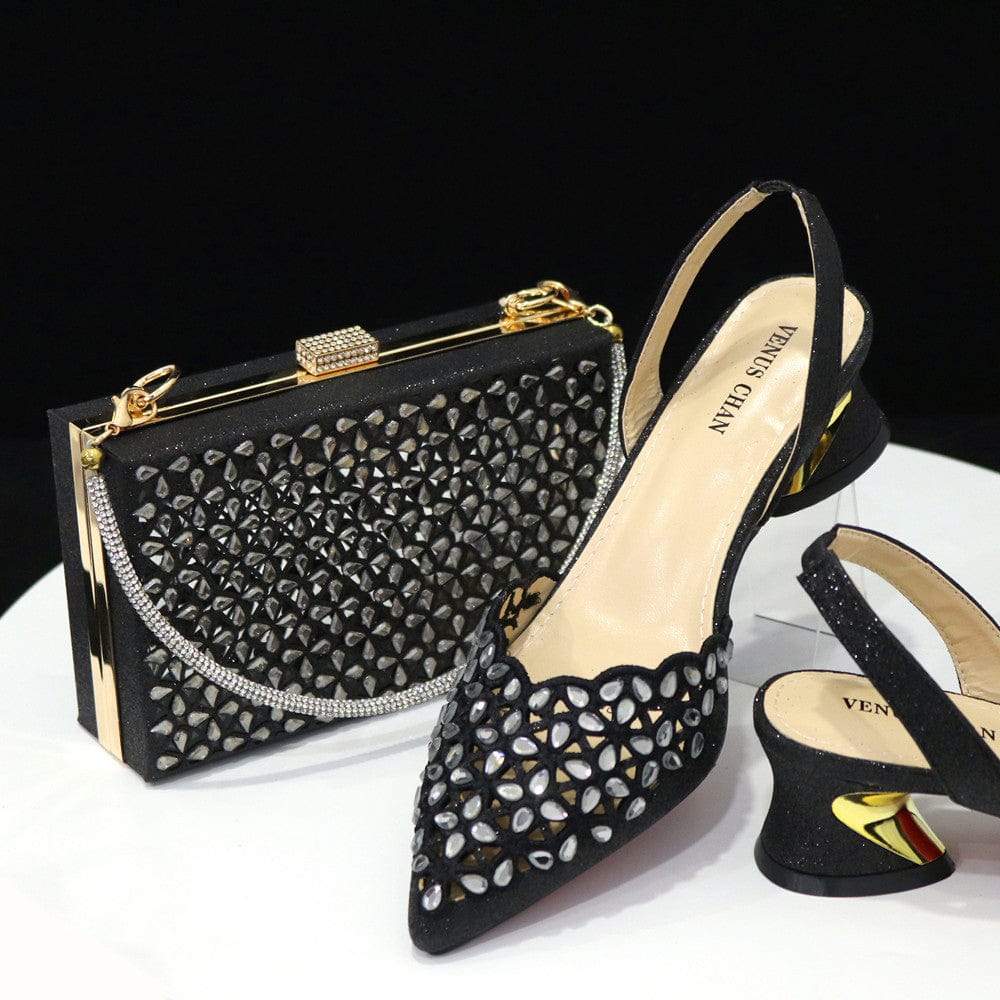 Premium Party Pointed Toe Women's Shoes Back Empty Elastic Band Diamond Face Square Crystal Bag - Womens Shoes & Boots from Empire of LaTz - Only £121.94! Explore at Empire of LaTz