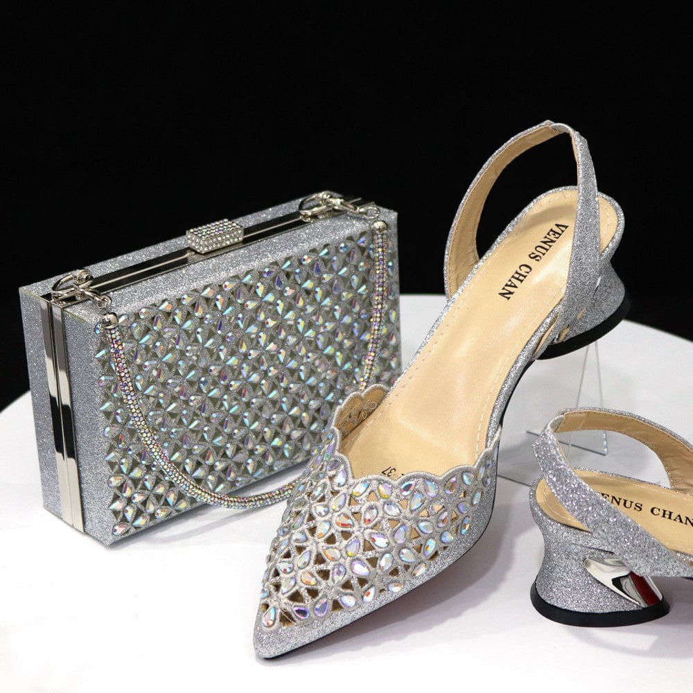 Premium Party Pointed Toe Women's Shoes Back Empty Elastic Band Diamond Face Square Crystal Bag - Womens Shoes & Boots from Empire of LaTz - Only £121.94! Explore at Empire of LaTz