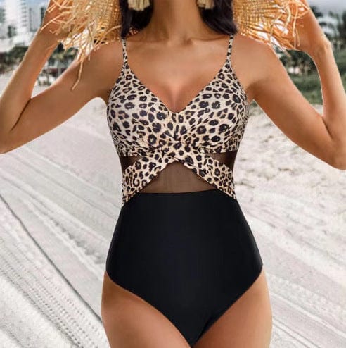 Premium Halter-neck One-piece Swimsuit Summer Solid Color Cross-strap Design Mesh Bikini Beach Vacation Womens Clothing - womens swimsuit from Empire of LaTz - Only £24.99! Explore at Empire of LaTz